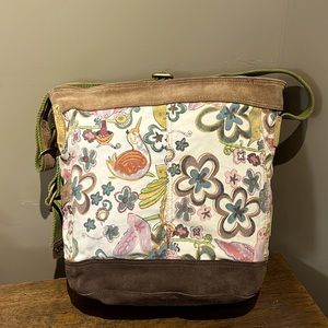 Lucky Brand Hummingbird Heavy Duty Canvas and Suede Tote Bag Book Bag